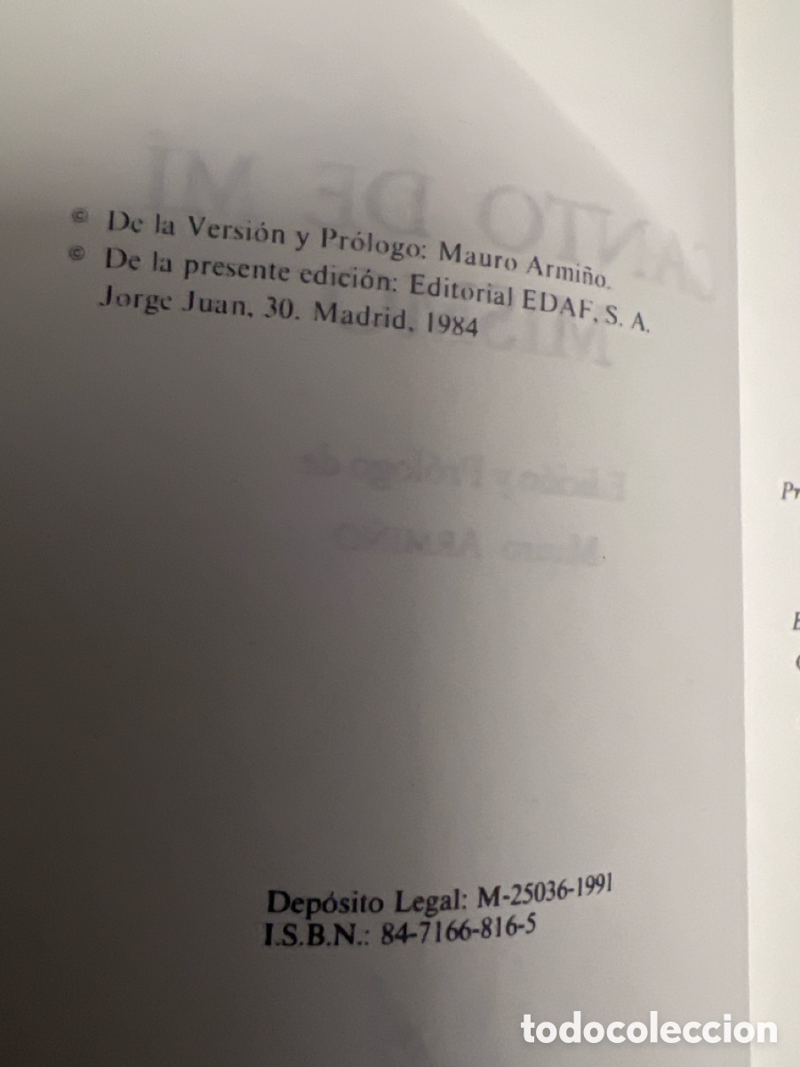 Libros de segunda mano: T2/B0/30. Libro Canto a m&iacute; mismo, Walt Whitman - Foto 4