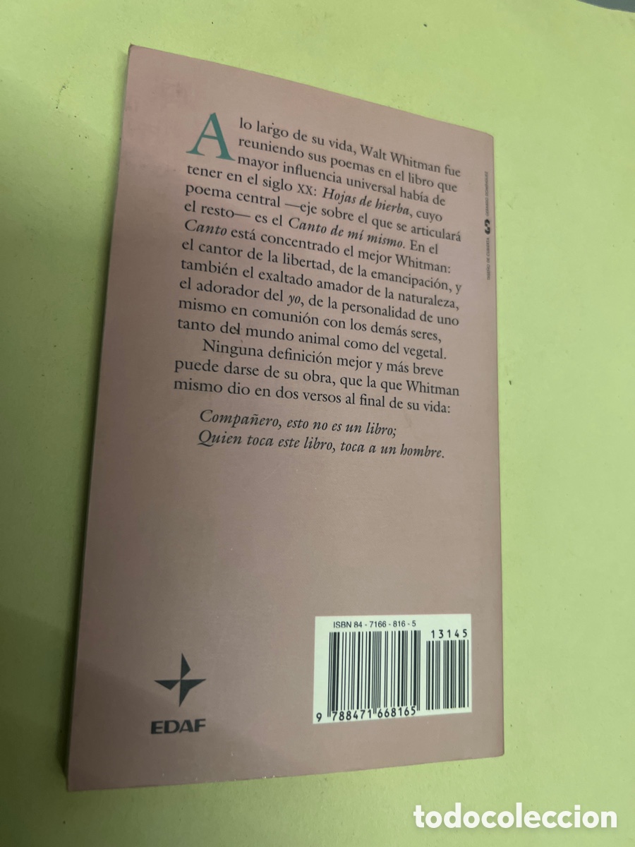 Libros de segunda mano: T2/B0/30. Libro Canto a m&iacute; mismo, Walt Whitman - Foto 6