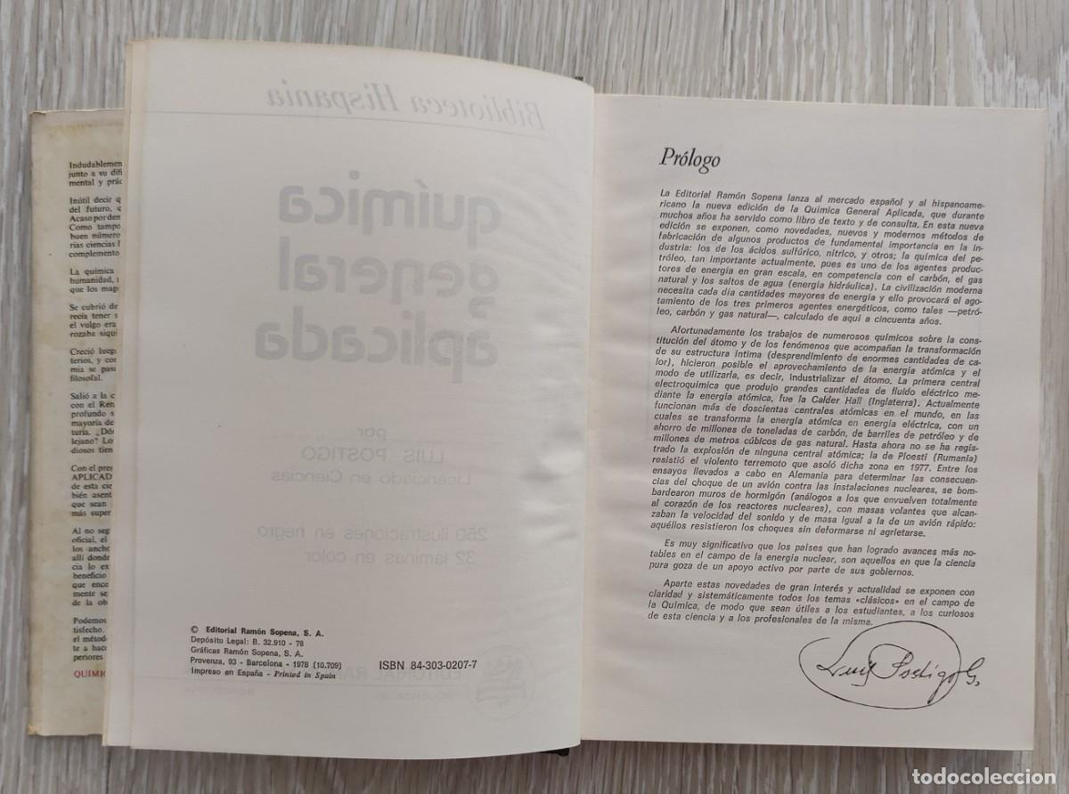 Libros de segunda mano: Libro. Quimica General Aplicada. Luis Postigo. A&ntilde;o 1978. Editorial Sopena. - Foto 4