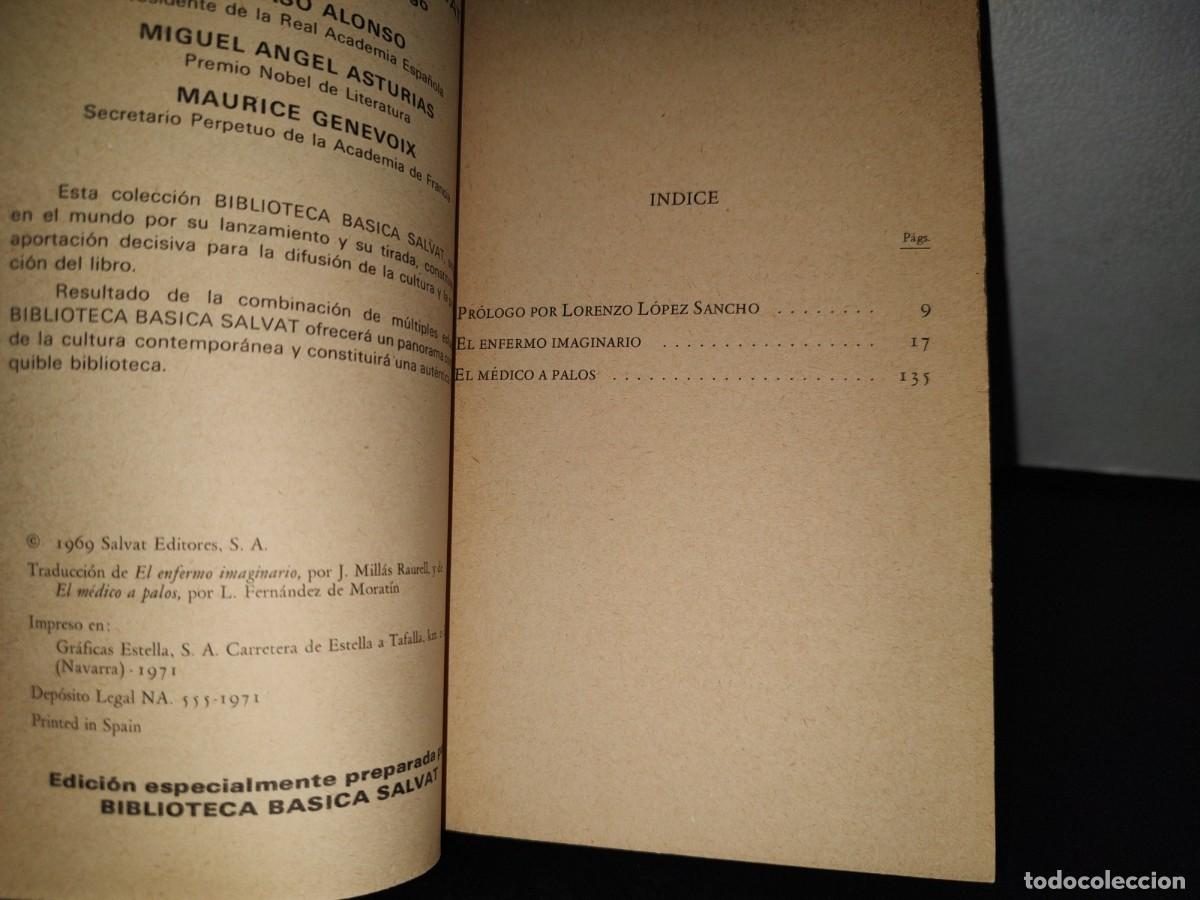 Libros de segunda mano: 87- EL ENFERMO IMAGINARIO / EL M&Eacute;DICO A PALOS - MOLIERE - Foto 5