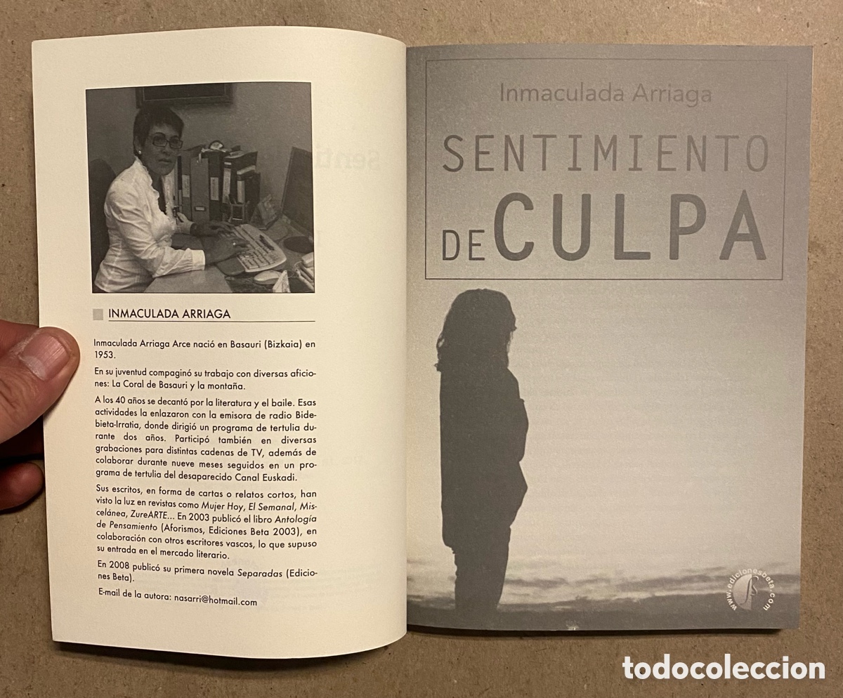 Libros de segunda mano: SENTIMIENTO DE CULPA. INMACULADA ARRIAGA. EDICIONES BETA 2017. - Foto 2