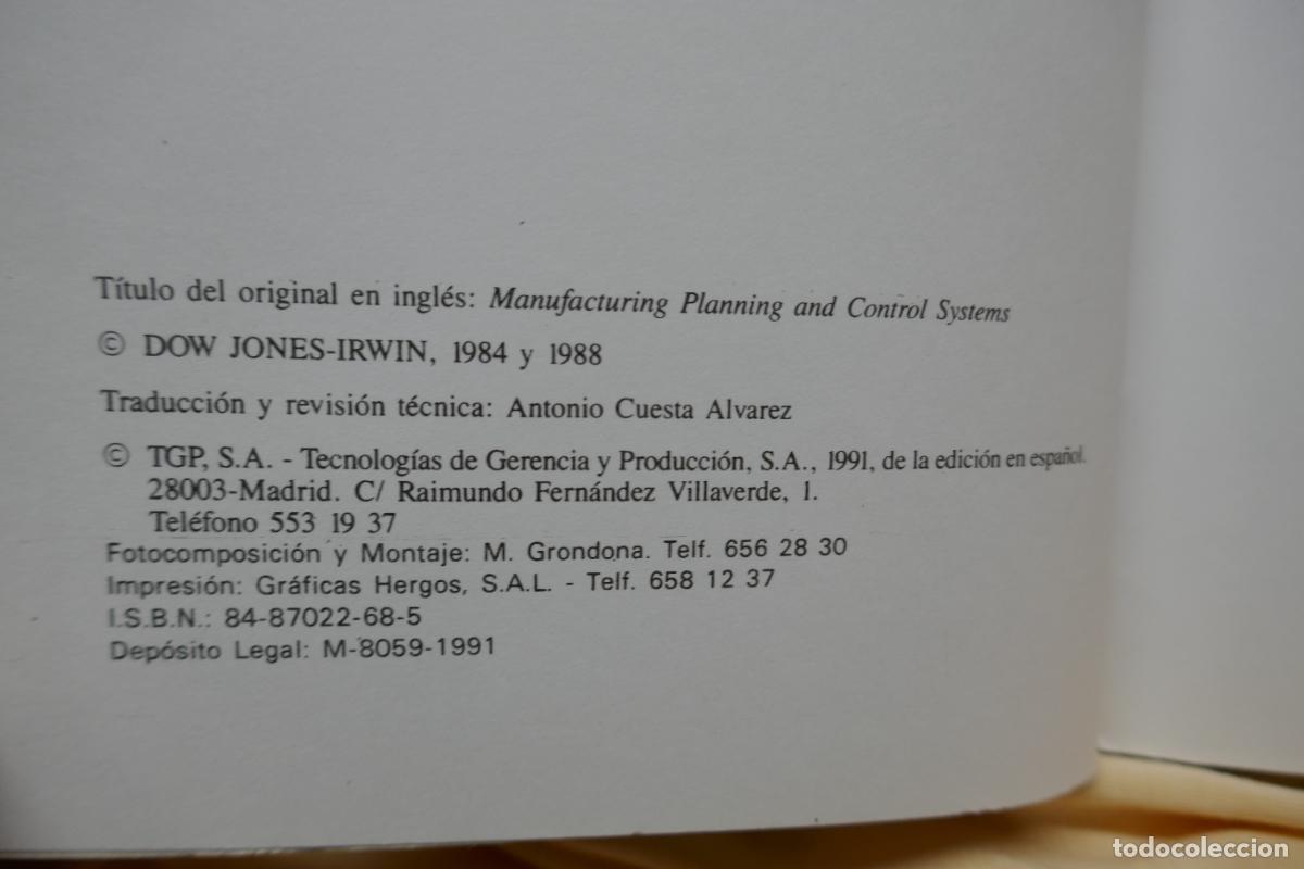Libros de segunda mano: Thomas E.Wollmann, Sistemas de Planificaci&oacute;n y Control de la Fabricaci&oacute;n, vol I. - Foto 7