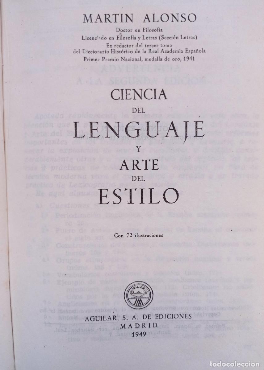 Libros de segunda mano: Ciencia del lenguaje y arte del estilo.ALONSO, Mart&iacute;n - Foto 4