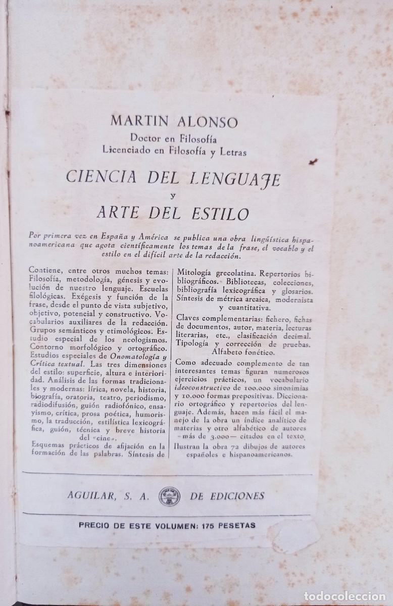 Libros de segunda mano: Ciencia del lenguaje y arte del estilo.ALONSO, Mart&iacute;n - Foto 5