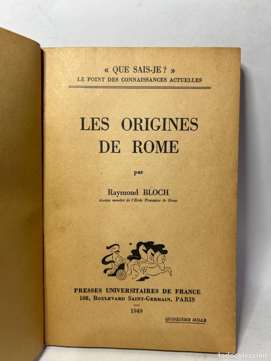 Libros de segunda mano: RAYMOND BLOCH - LES ORIGINES DE ROME - 1949 - Foto 2