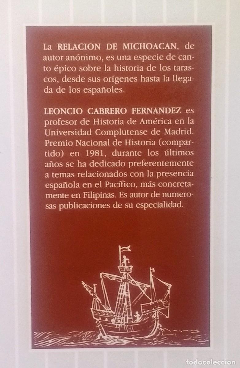Libros de segunda mano: RELACI&Oacute;N DE MICHOAC&Aacute;N - ANONIMO CRONICAS DE AMERICA. - Foto 2
