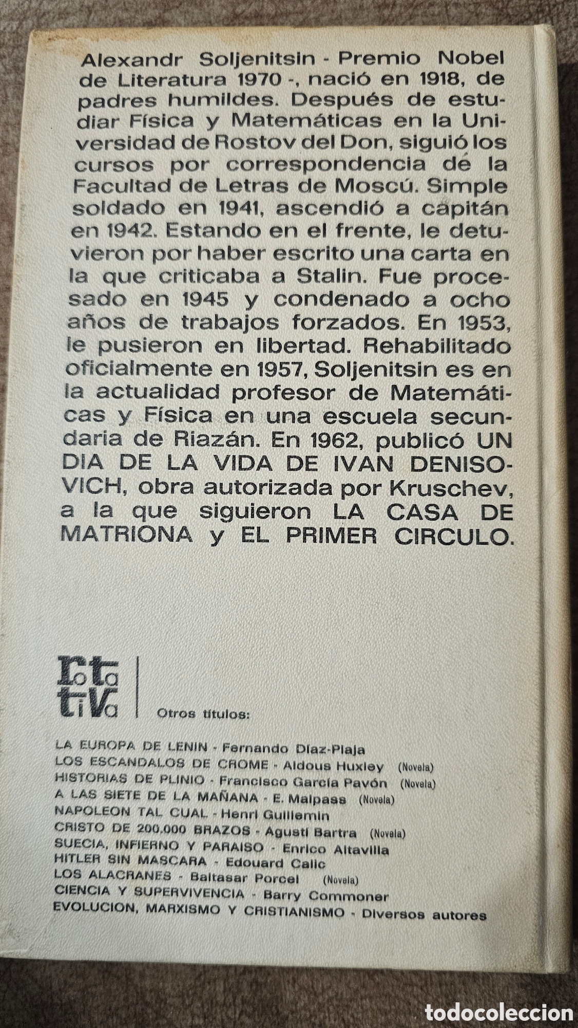 Libros de segunda mano: Un d&iacute;a de la vida de Iv&aacute;n Denisovich - Foto 2