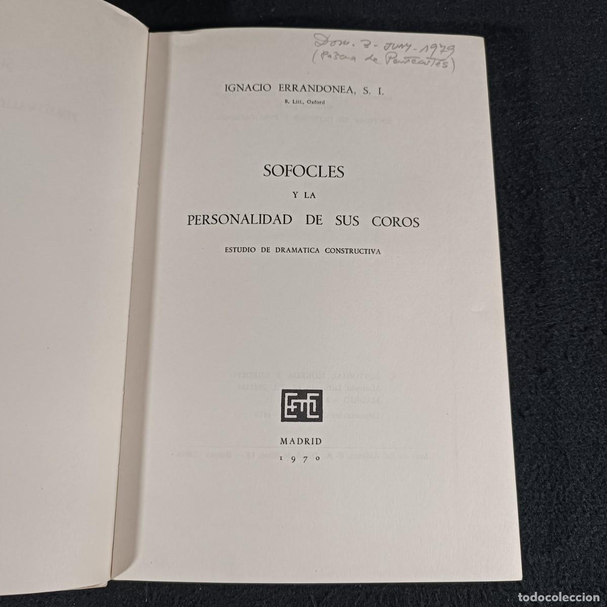 Libros de segunda mano: SOFOCLES Y LA PERSONALIDAD DE SUS COROS - IGNACIO ERRANDONEA - EDITORIAL MONEDA Y CREDITO-1970 / 353 - Foto 5