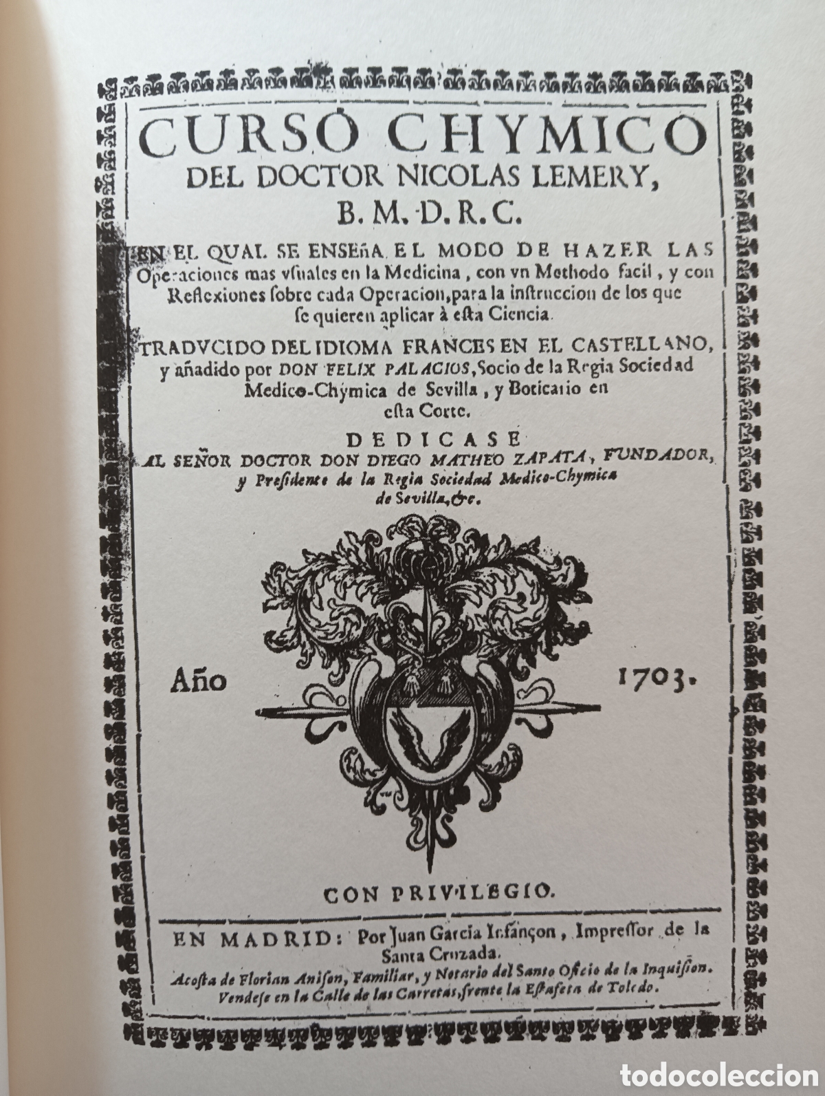 Libros de segunda mano: CURSO QU&Iacute;MICO, ( CURSO CHYMICO ) , NICOL&Aacute;S LEMERY - Foto 4
