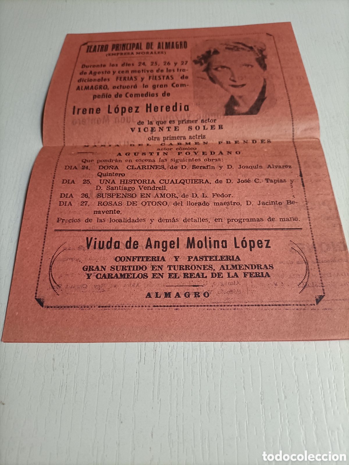 Libros de segunda mano: D&iacute;ptico. Plaza de toros de Almagro 1954 - Foto 3