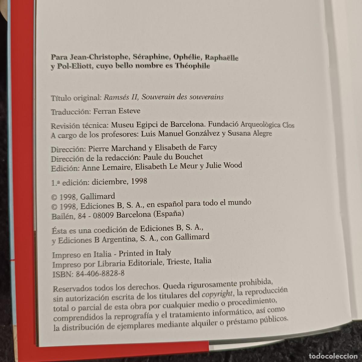 Libros de segunda mano: RAMS&Eacute;S II - PRIMERA EDICI&Oacute;N - BERNADETTE MENU - EDICIONES B - 1998 / 483 - Foto 4