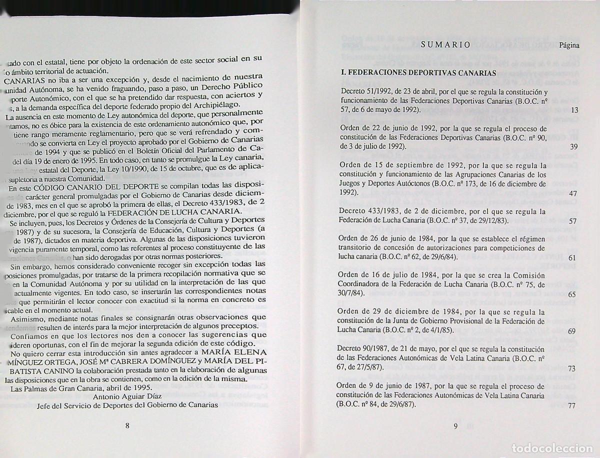 Libros de segunda mano: CODIGO CANARIO DEL DEPORTE - ANTONIO AGUIAR DIAZ - 1995 - CANARIAS - Foto 2