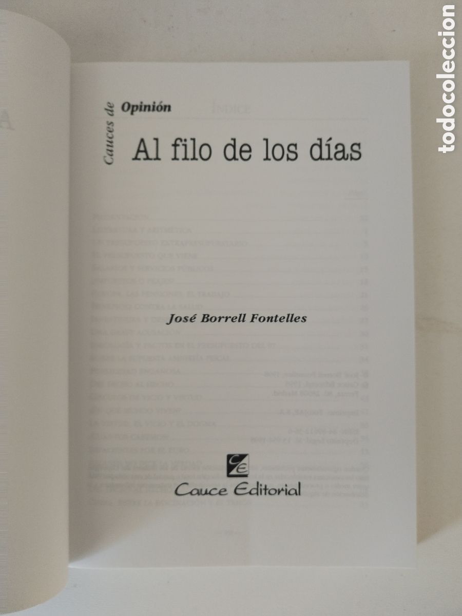 Libros de segunda mano: AL FILO DE LOS DIAS/BORRELL - Foto 2