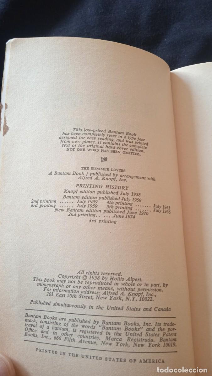 Libros de segunda mano: The Summer Lovers - Hollis Alpert. - Foto 3