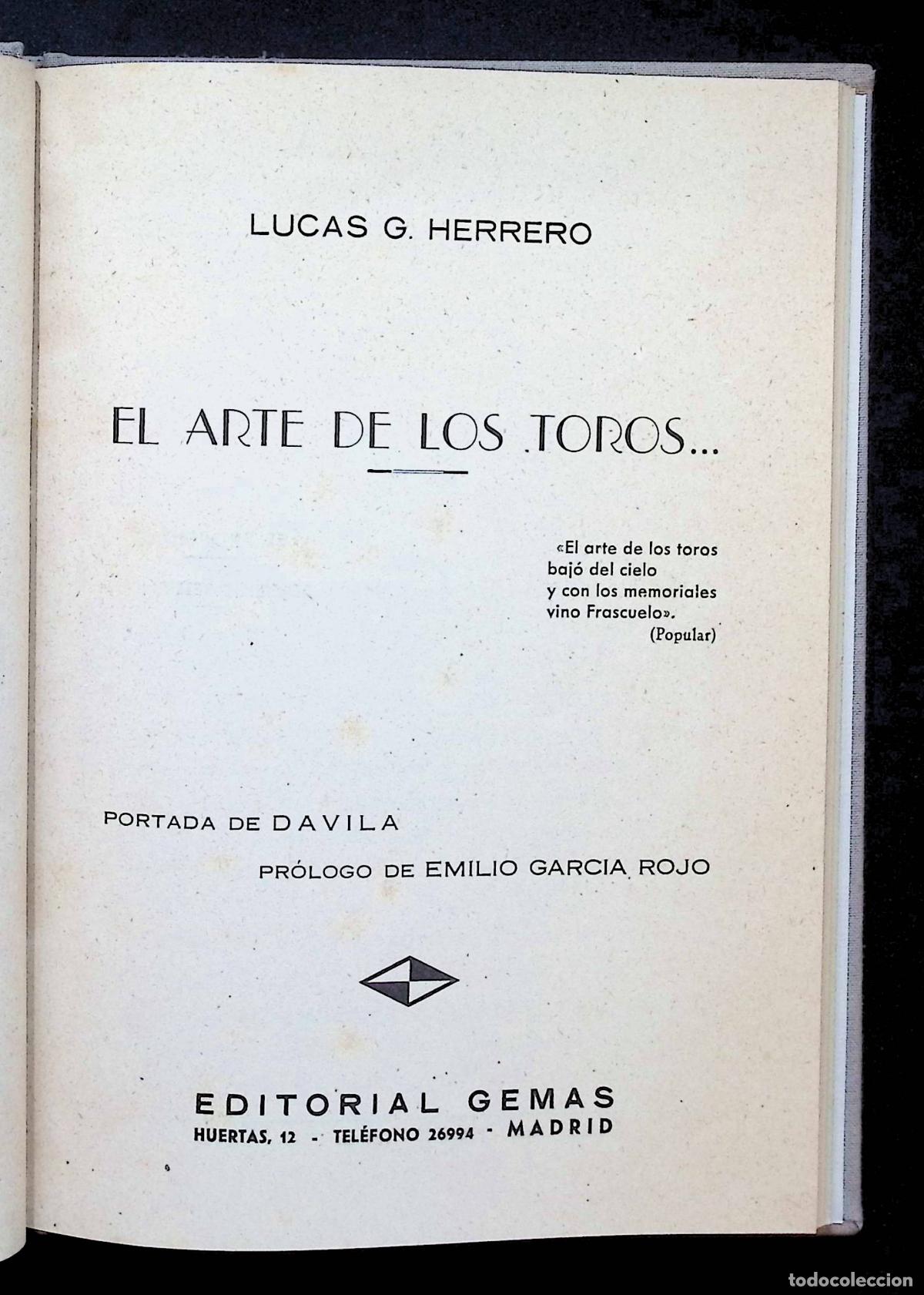 Libros de segunda mano: EL ARTE DE LOS TOROS... - HERRERO, Lucas G. - Foto 2