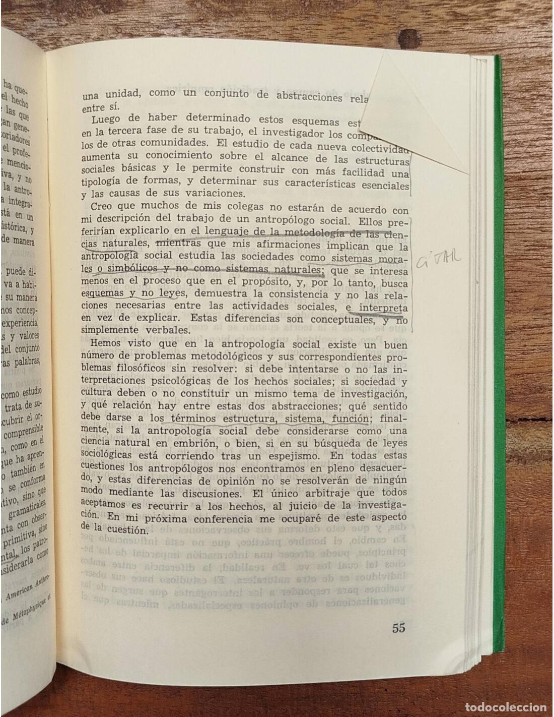 Libros de segunda mano: ANTROPOLOG&Iacute;A SOCIAL. EVANS-PRITCHARD, E. E.. Editorial Nueva Visi&oacute;n. 1957. - Foto 3