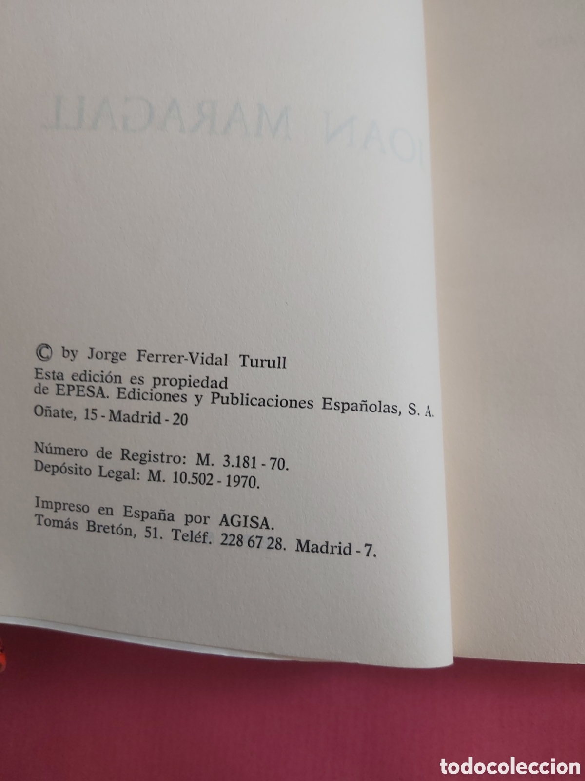 Libros de segunda mano: MARAGALL # JORGE FERRER VIDAL TURULL # EPESA 1970 - Foto 2