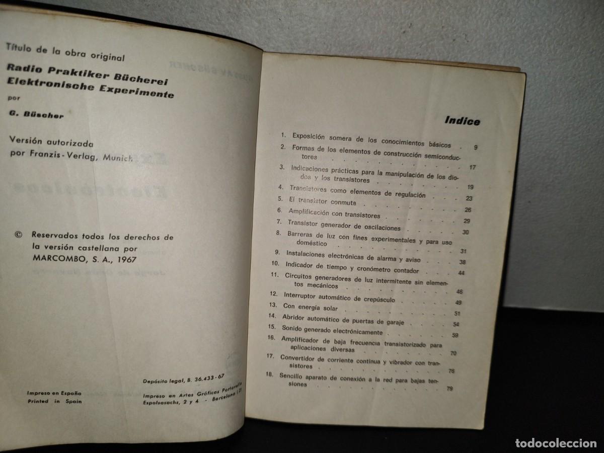 Libros de segunda mano: 126- EXPERIMENTOS ELECTR&Oacute;NICOS - GUSTAV B&Uuml;SCHER - MARCOMBO, S. A. - EDICIONES T&Eacute;CNICAS - 1967 - Foto 4