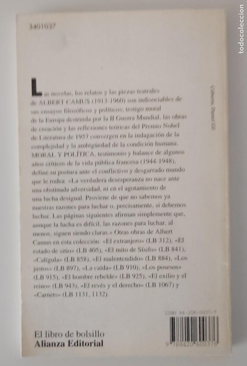 Libros de segunda mano: MORAL Y POLITICA Albert Camus - Foto 2