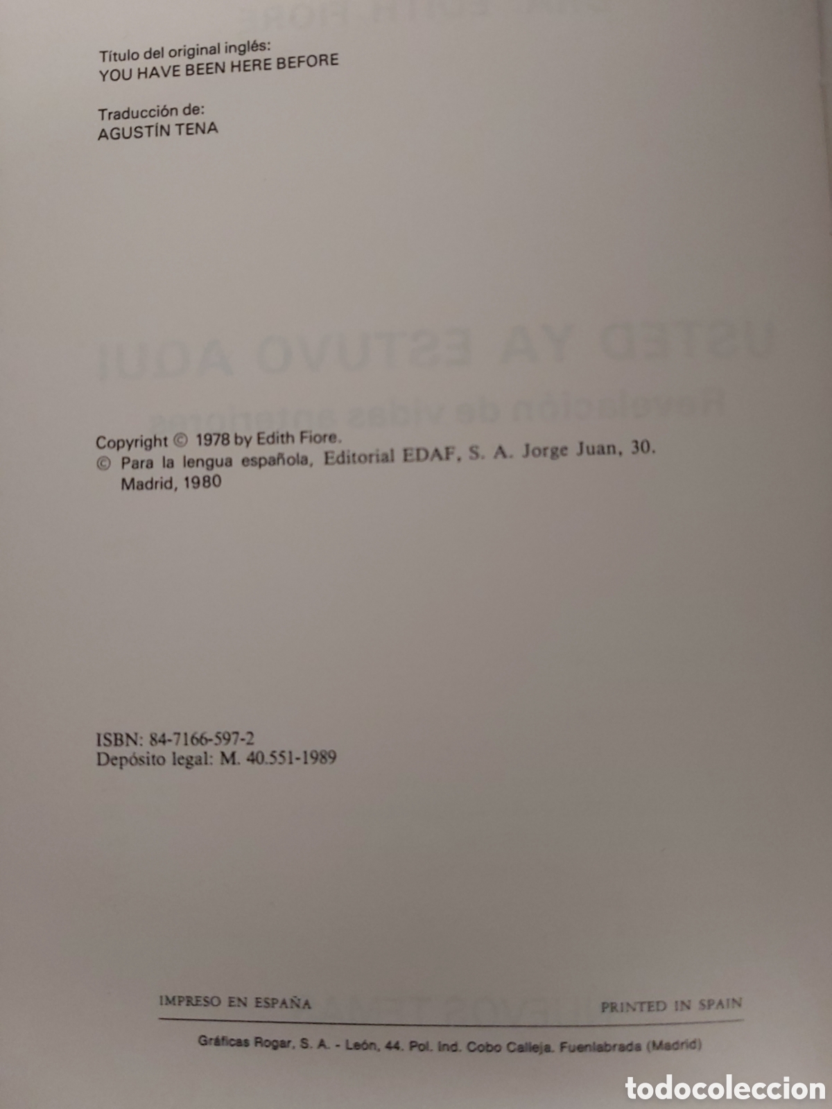 Libros de segunda mano: USTED YA ESTUVO AQUI EDITH FIORE EDAF 1980 - Foto 3