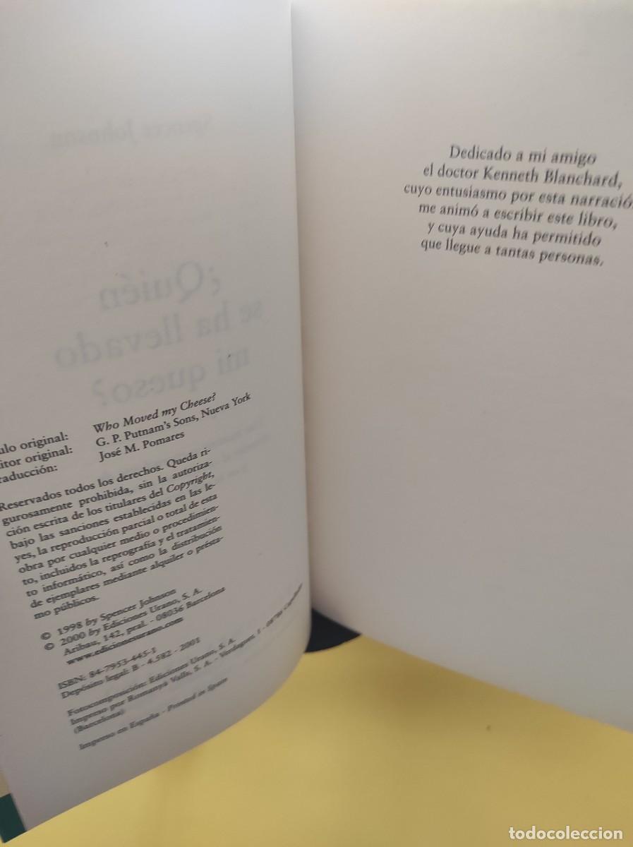 Libros de segunda mano: QUI&Eacute;N SE HA LLEVADO MI QUESO? - Spencer Johnson, M.D. - Foto 2