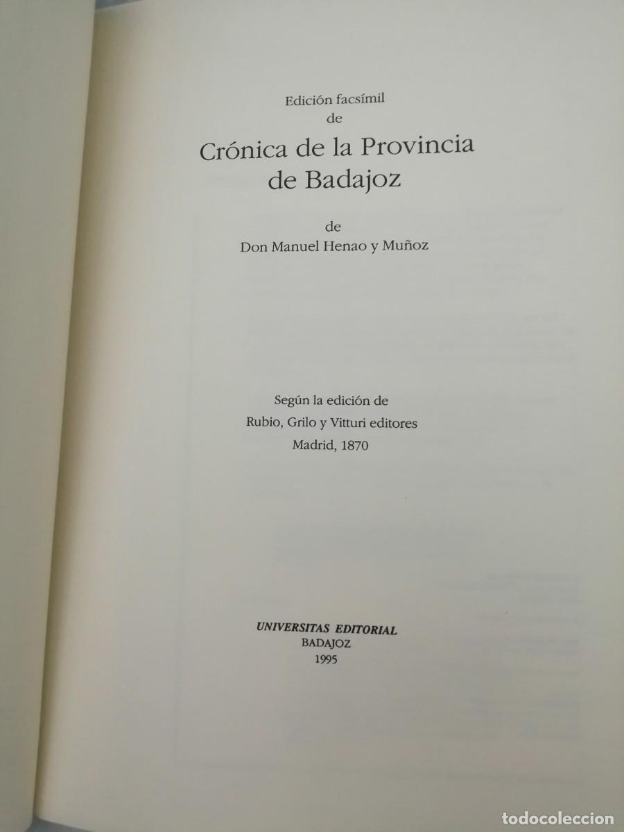 Libros de segunda mano: Cr&oacute;nica de la Provincia de Badajoz (edici&oacute;n facs&iacute;mil) - Foto 5