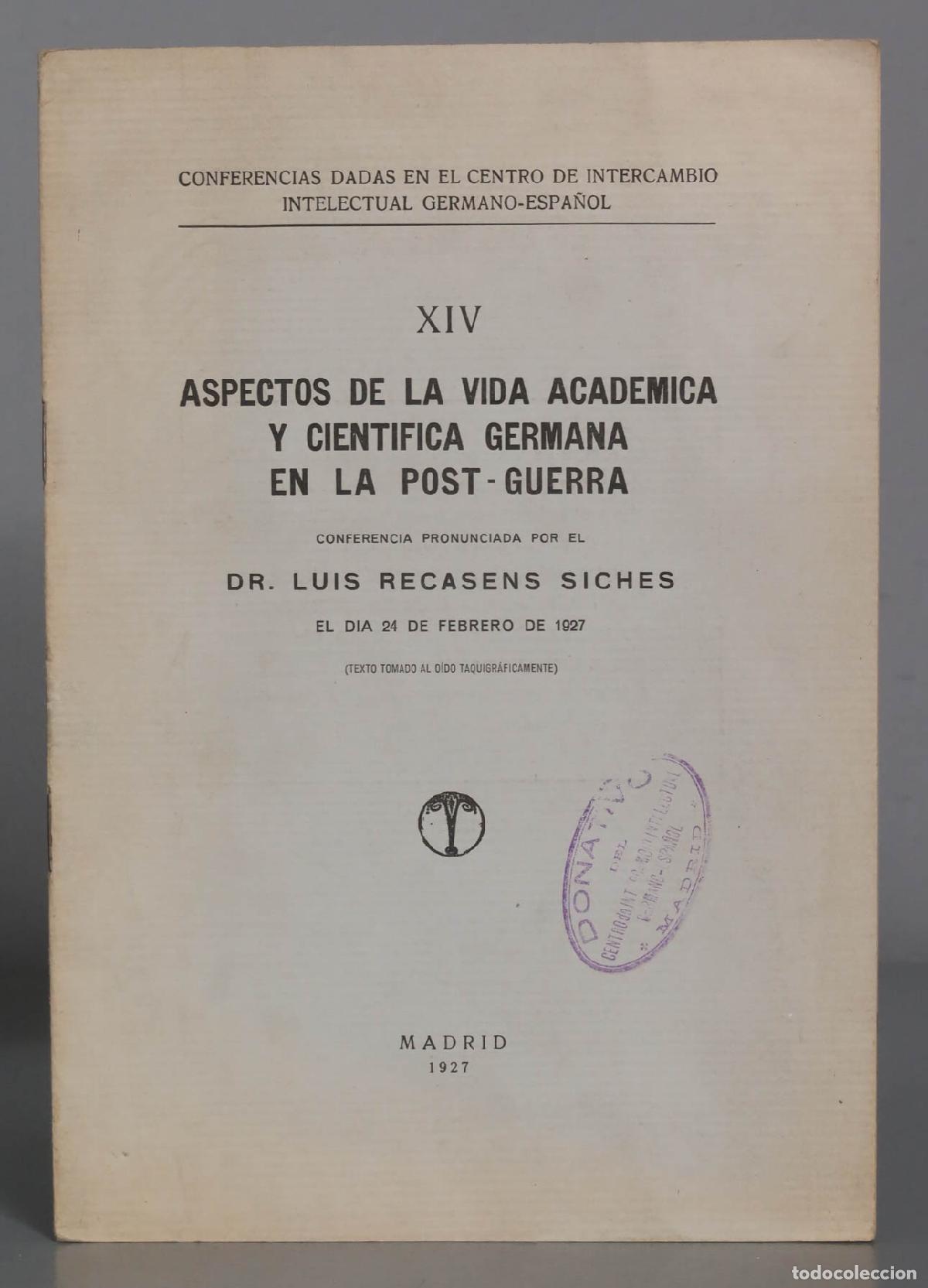 Libros de segunda mano: ASPECTOS DE LA VIDA ACADEMICA Y CIENTIFICA GERMANA EN LA POST-GUERRA - Foto 1