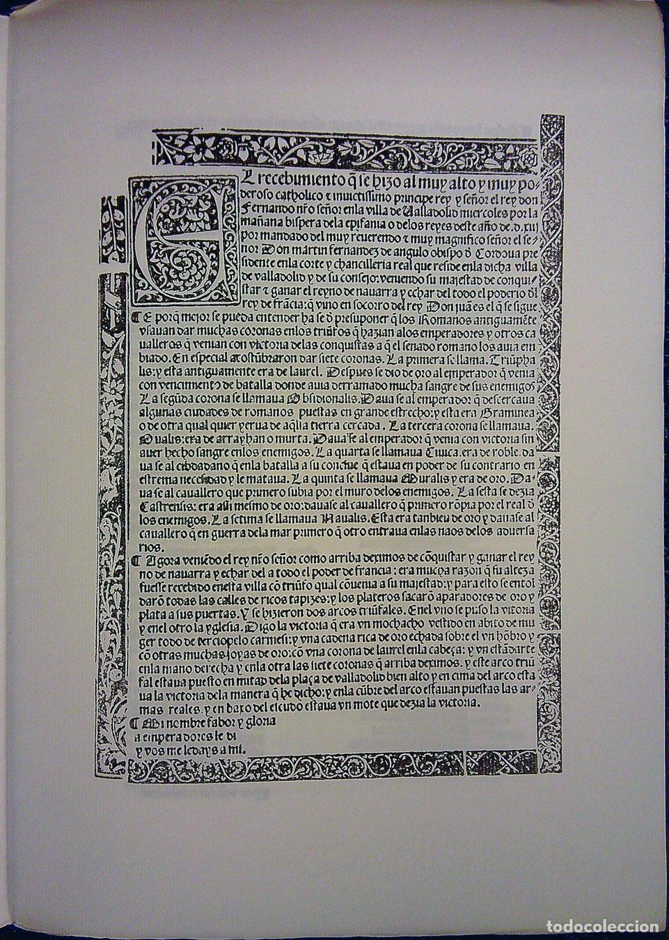 Libros de segunda mano: LUIS DE SOTO &ndash; EL RECIBIMIENTO &ndash; 1513 &ndash; FACSIMIL - Foto 2