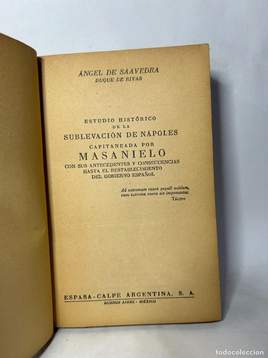 Libros de segunda mano: DUQUE DE RIVAS - SUBLEVACION DE NAPOLES - 1946 - Foto 3
