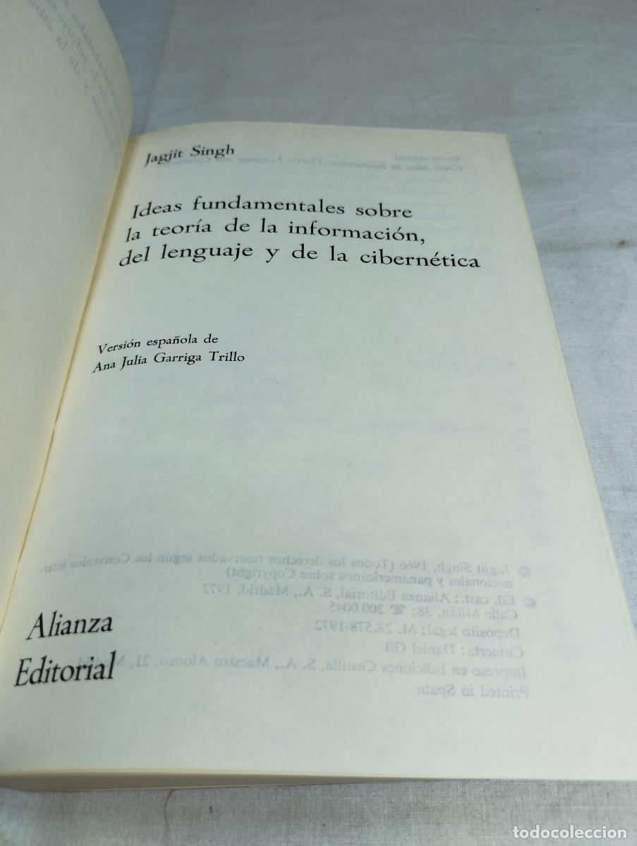 Libros de segunda mano: Teor&iacute;a de la informaci&oacute;n, del lenguaje y de la cibern&eacute;tica. Jagjit Singh. - Foto 2