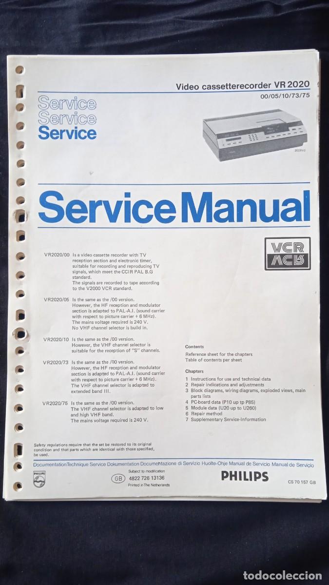 Libros de segunda mano: Manual para el t&eacute;cnico Philips Video cassette VR 2020 - Foto 1