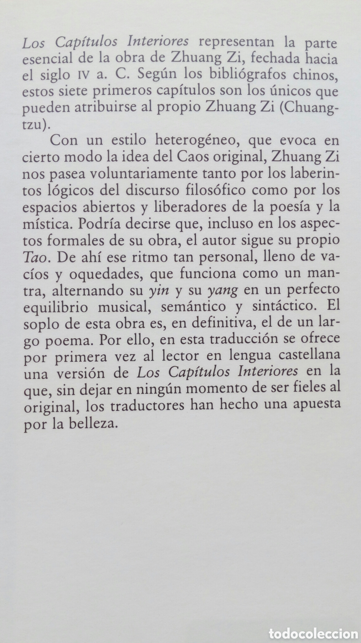 Libros de segunda mano: Los Cap&iacute;tulos Interiores de Zhuang Zi. - Foto 3