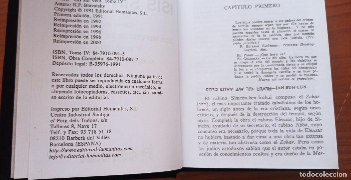 Libros de segunda mano: Libro Isis sin Velo Tomo IV - Foto 3