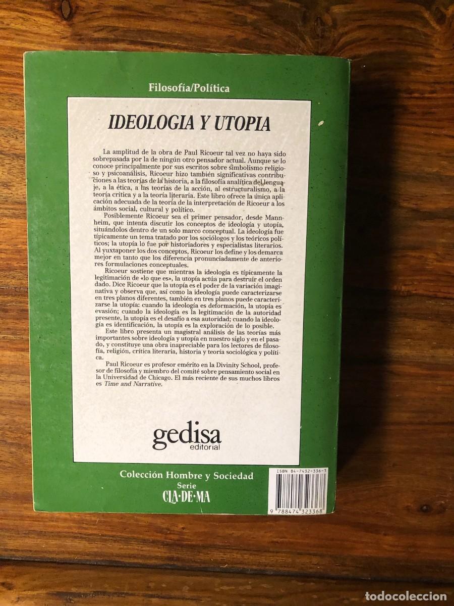 Libros de segunda mano: Ideolog&iacute;a y utopia. Paul Ricoeur. Gedisa - Foto 2