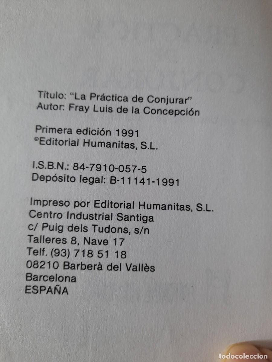 Libros de segunda mano: PR&Aacute;CTICA DE CONJURAR-FRAY LUIS DE LA CONCEPCI&Oacute;N-EDIT. HUMANITAS, 1&ordf; EDICI&Oacute;N, 1991. - Foto 2