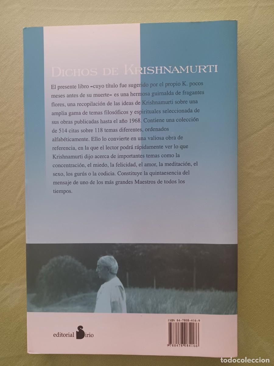 Libros de segunda mano: DICHOS DE KRISHNAMURTI. - Foto 2