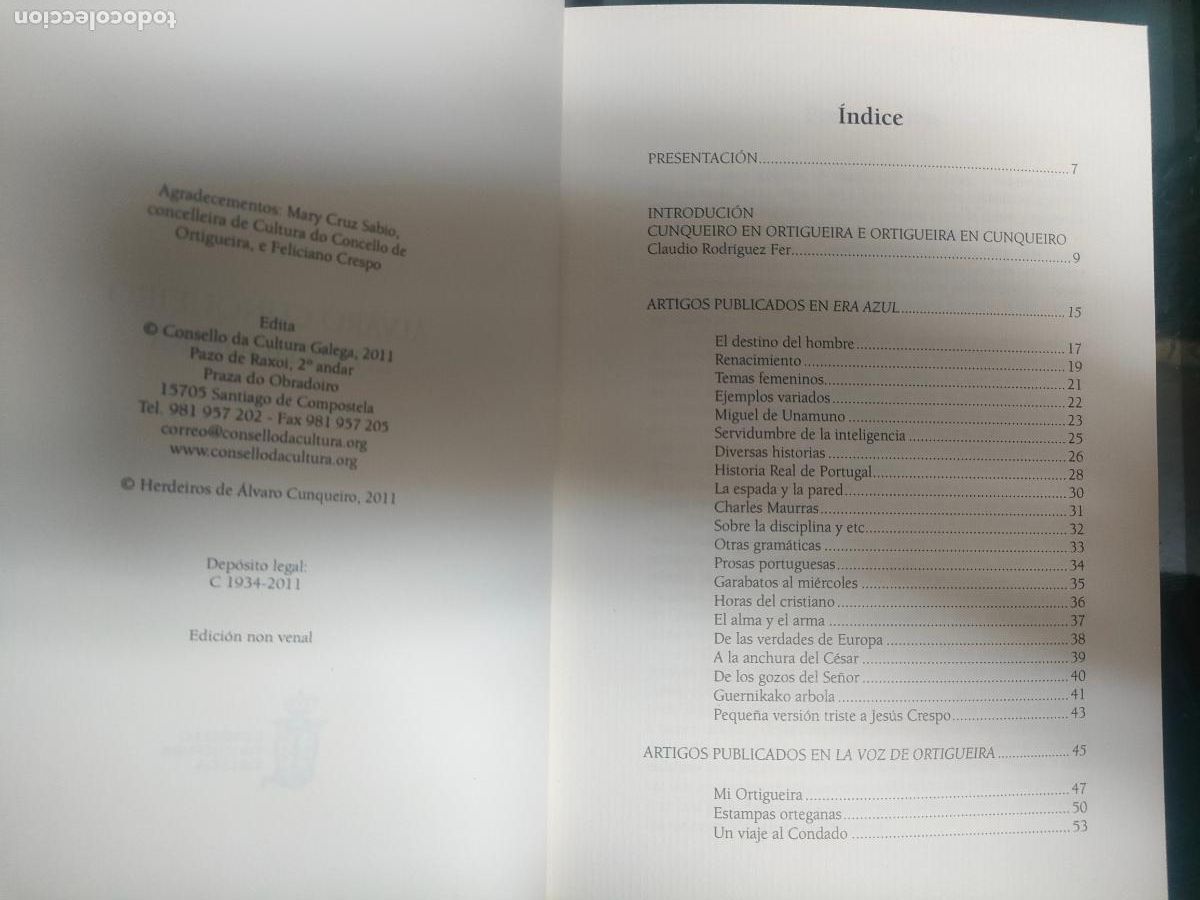 Libros de segunda mano: Alvaro Cunqueiro en Ortigueira. - Foto 2