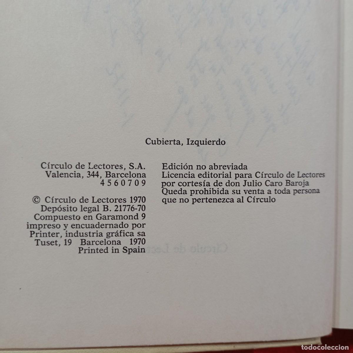 Libros de segunda mano: P&Iacute;O BAROJA - EL MAR - C&Iacute;RCULO DE LECTORES - 1970 / 311 - Foto 2
