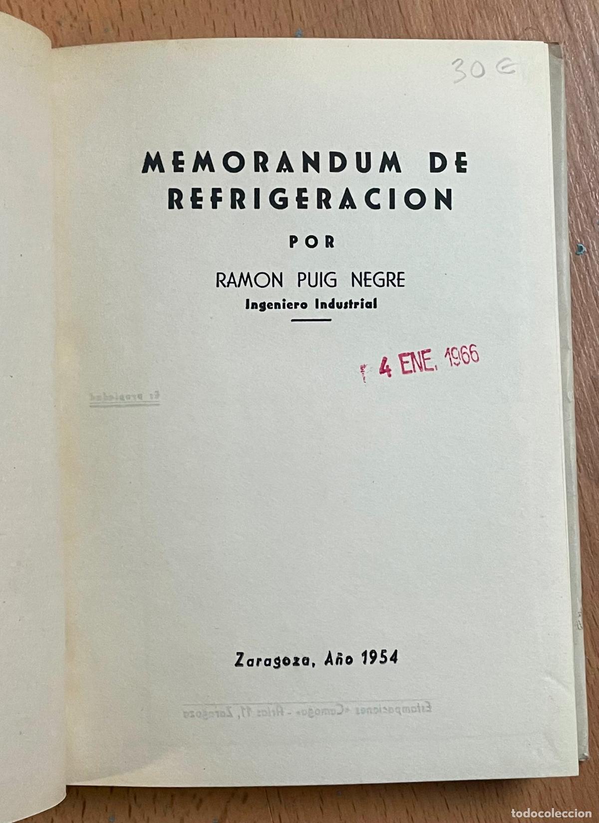Libros de segunda mano: MEMORANDUM DE REFRIGERACION, Ramon Puig y Negre - Foto 4