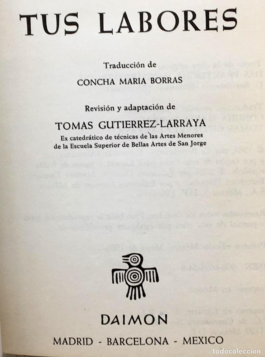 Libros de segunda mano: Libro Tus Labores de G. Oheim ediciones Daimon - Foto 2