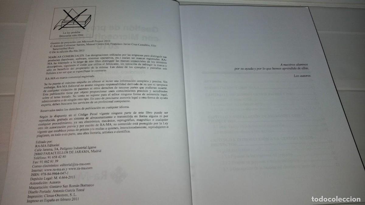 Libros de segunda mano: Gesti&oacute;n de proyectos con Microsoft Project 2010 -A. Colmenar-M. A. Castro-f. J. Cruz-E. Sancrist&oacute;bal - Foto 7