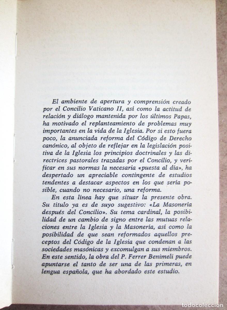 Libros de segunda mano: LA MASONERIA ACTUAL - Jose A. Ferrer Benimeli. 1977 - Foto 2