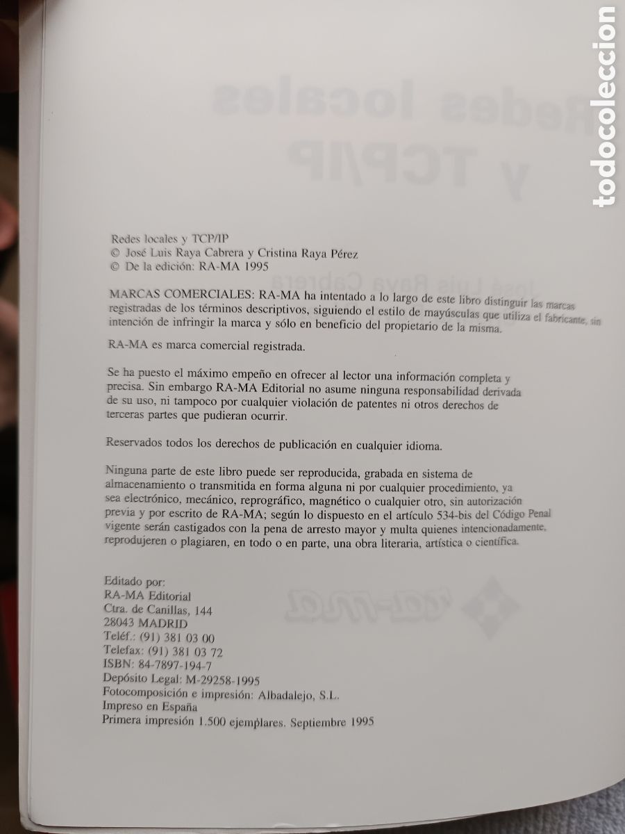 Libros de segunda mano: REDES LOCALES Y TCP/IP JOSE LUIS RAYA CABRERA - Foto 3