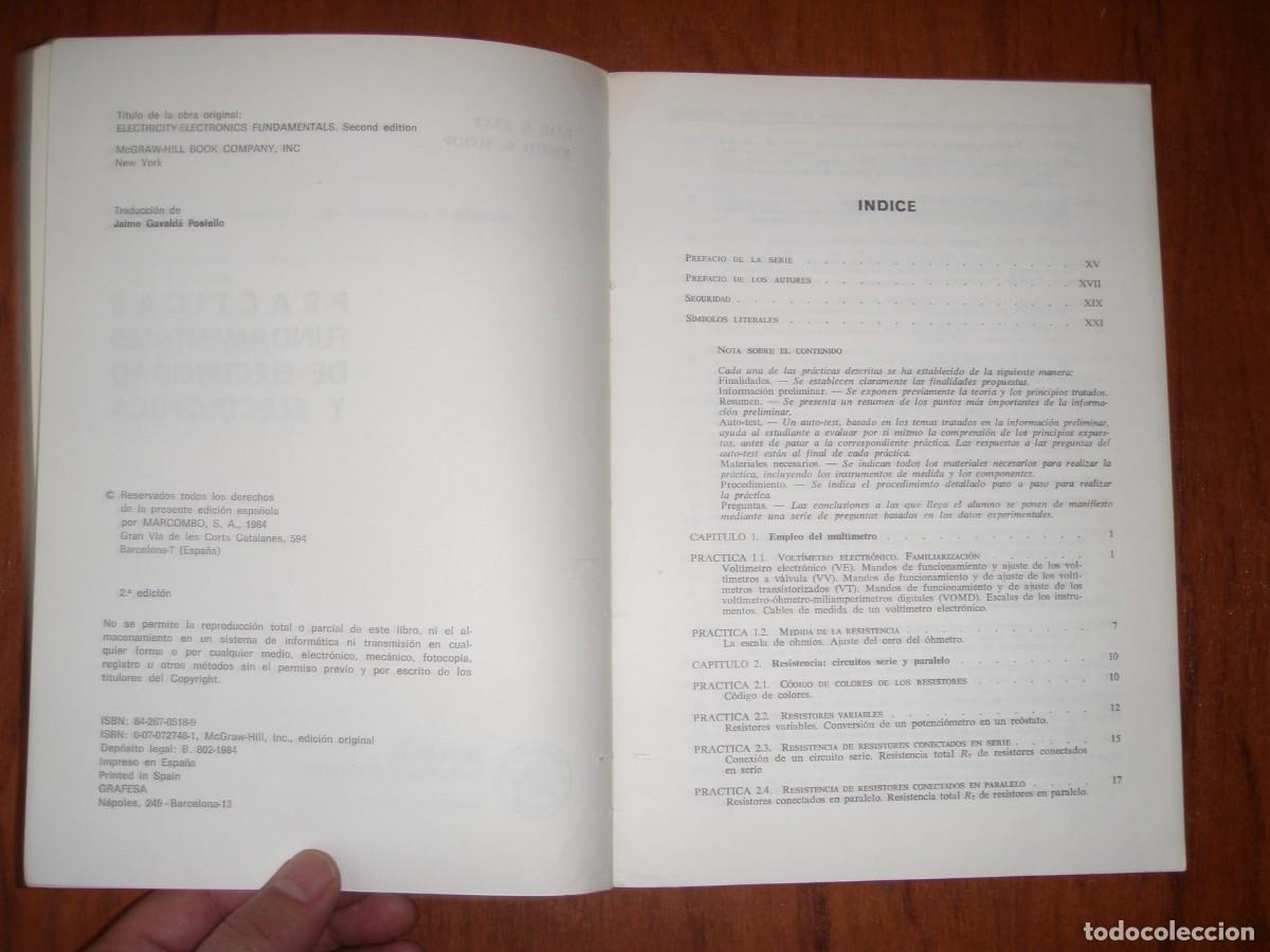 Libros de segunda mano: PRACTICAS FUNDAMENTALES DE ELECTRICIDAD Y ELECTRONICA MARCOMBO - Foto 4