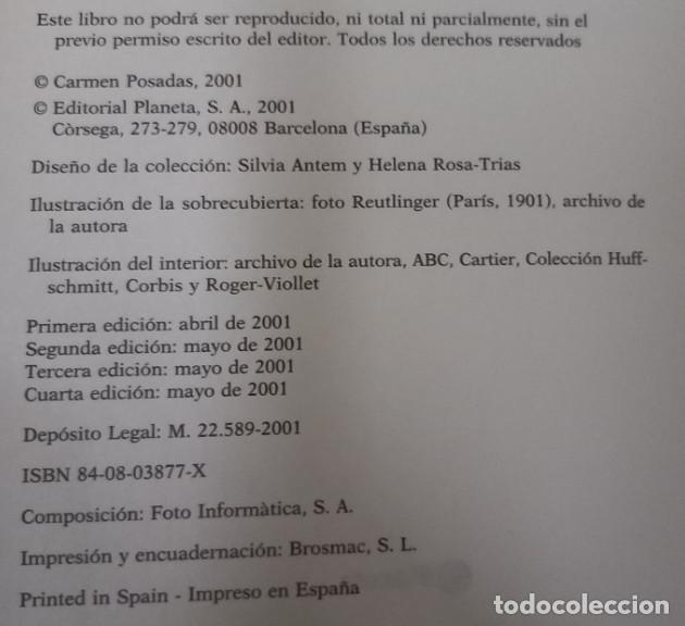 Libros de segunda mano: LA BELLA OTERO, CARMEN POSADAS, PLANETA 2001 - Foto 3