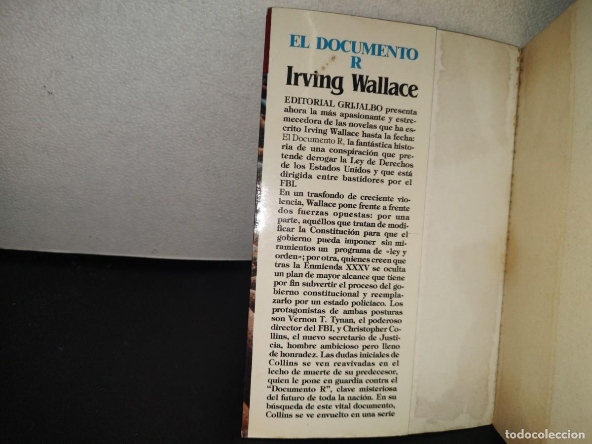 Libros de segunda mano: 111- EL DOCUMENTO R - IRVING WALLACE - EDITORIAL GRIJALBO - 1987 - Foto 4