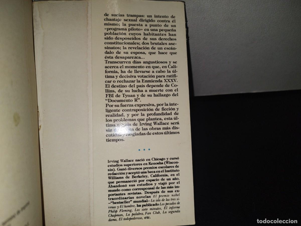 Libros de segunda mano: 111- EL DOCUMENTO R - IRVING WALLACE - EDITORIAL GRIJALBO - 1987 - Foto 5