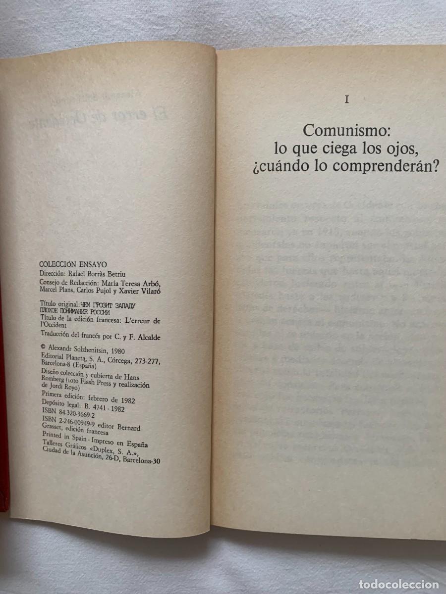 Libros de segunda mano: Alexandr Solzhenitsin : El error de Occidente - Foto 4