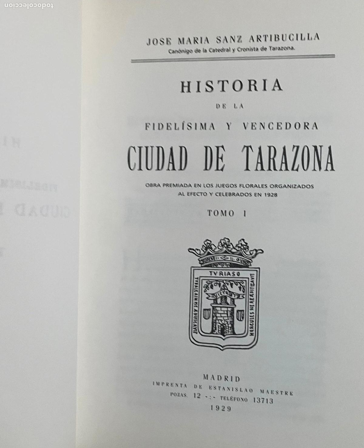 Libros de segunda mano: HISTORIA DE LA CIUDAD DE TARAZONA, FACSIMIL 2 VOLUMENES - Foto 3