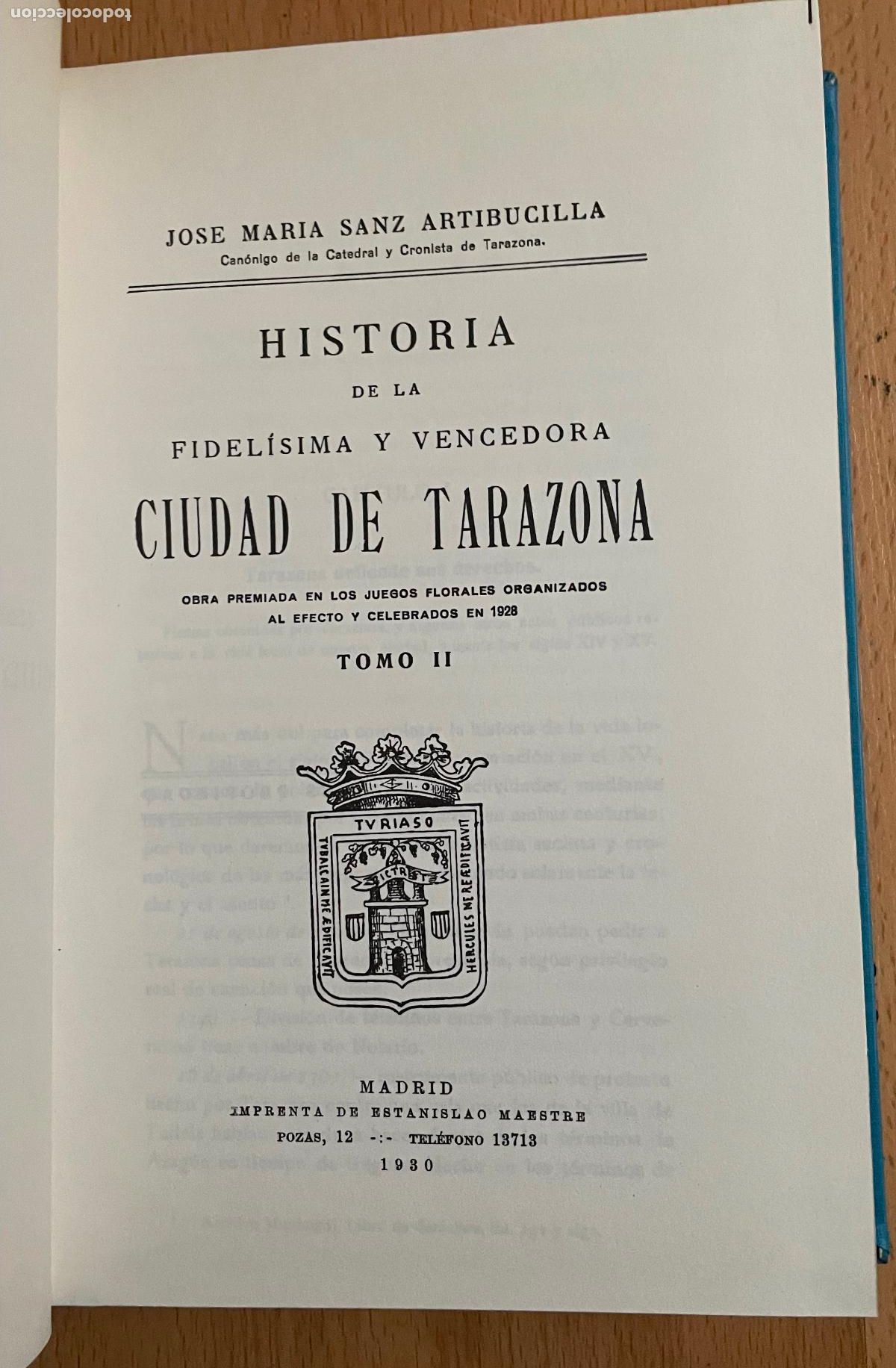 Libros de segunda mano: HISTORIA DE LA CIUDAD DE TARAZONA, FACSIMIL 2 VOLUMENES - Foto 4